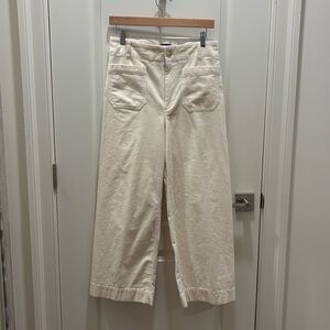 Anthropologie Maeve The Colette Cropped Cord Wide Leg Trousers Ivory Cream